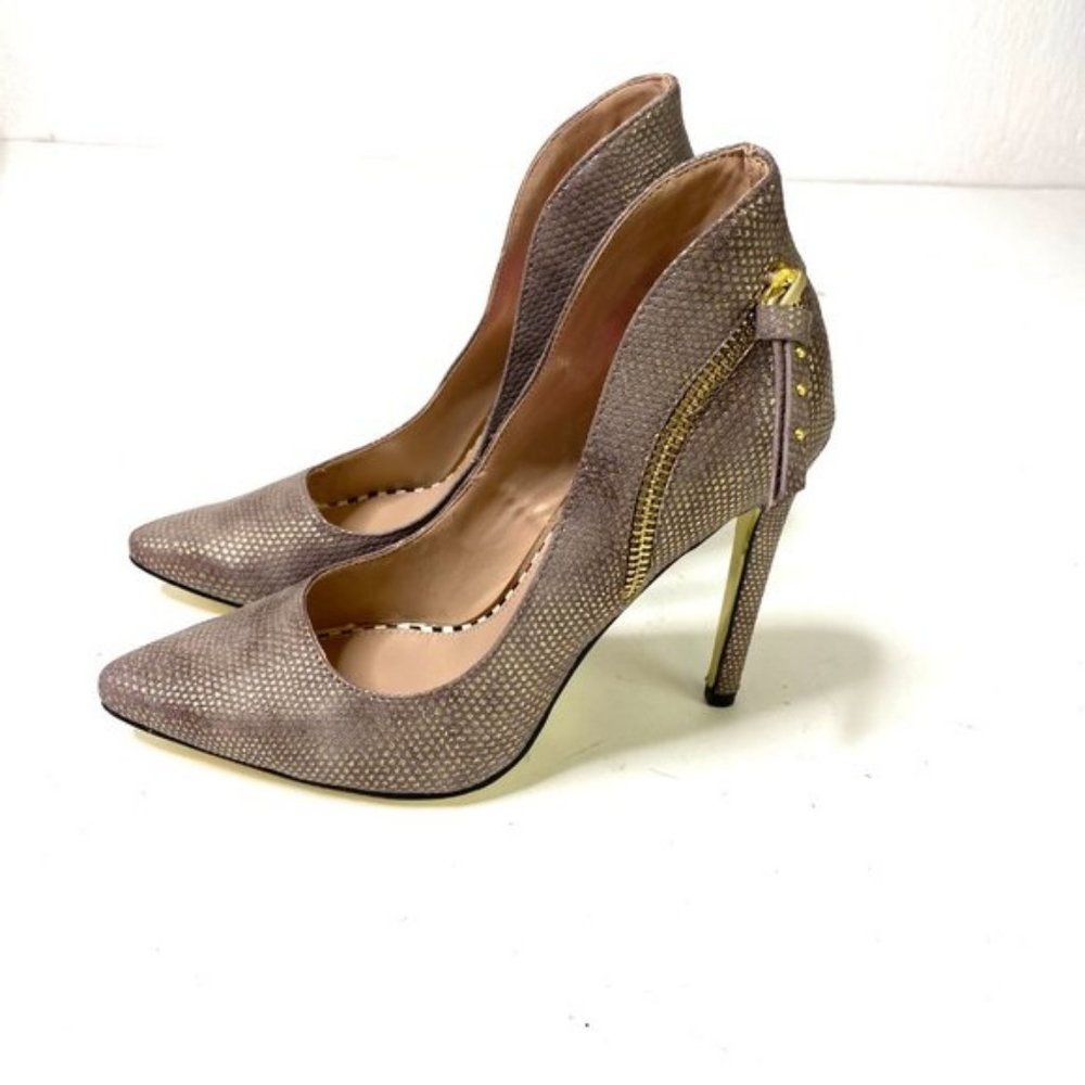 💎 Betsey Johnson 💎 | Cute Madam Bronze and Gold Full Leather Heels